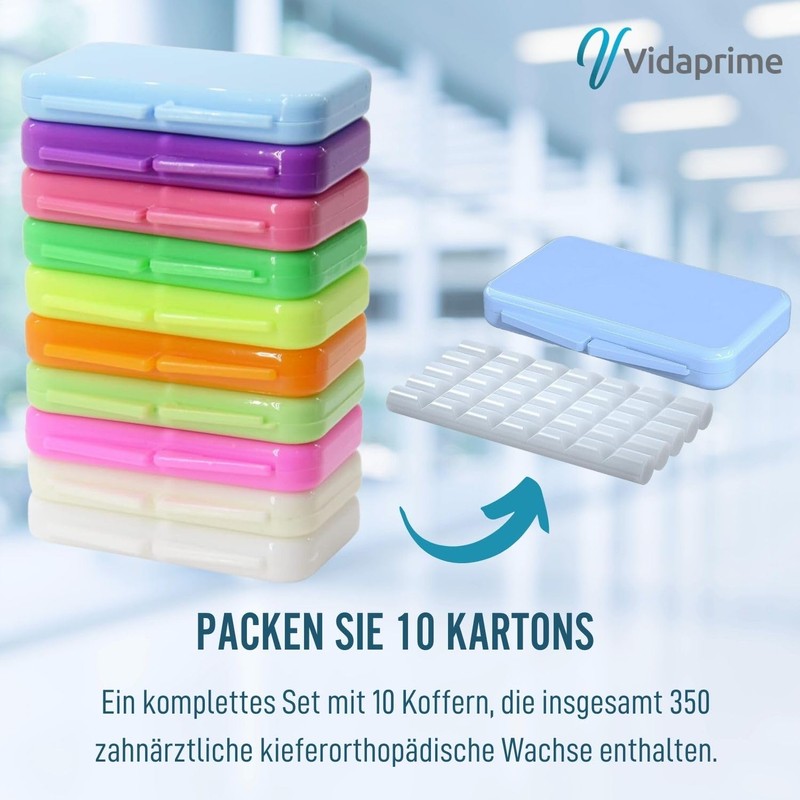 Vidaprime 10 Pieces Orthodontic Wax Tubes 350 Pieces Pre-Cut Teeth