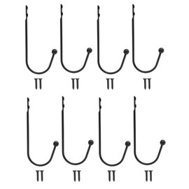 FUXXER® - Antique Coat Hooks, Towel Hooks, Clothes Hooks, Hat Hooks, Iron Hooks, Vintage Country House Retro Hooks, Set of 8 Including Screws, 95 x 45 mm, Black
