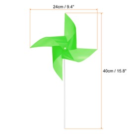 HARFINGTON 50pcs Windmills for The Yard Garden 15.7" x 9.1" 4 Leaves Pinwheels Wind Mills Spinners Windproof Waterproof Bird Devices with Stakes for Patio Decor, Green