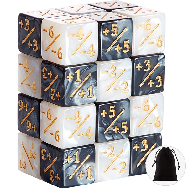 Skylety 24 Pieces Dice Counter Token Dice D6 Dice Cube Fidelity Dice Compatible with MTG, CCG, Card Game Accessories, 2 Colours