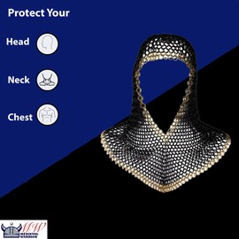 Medieval Warrior Chainmail Coif Armor, 18.75 Inches (BK-BRS)