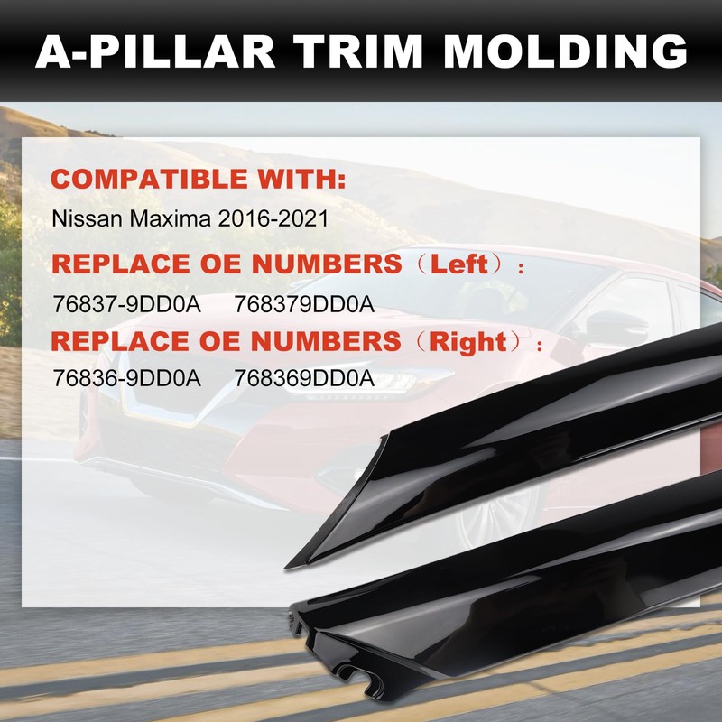 Windshield A Pillar Trim Molding Fit for Nissan Maxima 2016-2021