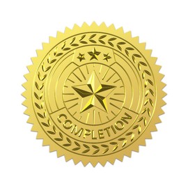 WADORN 100Pcs Five-Pointed Star Sticker Gold Certificate Seal, Gold Foil Certificate Sticker Round Foil Self Adhesive Embossed Label for Wedding Invitations Certification Graduation Office