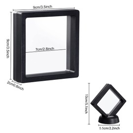 Uceoo Black 3D Floating Frames, 10 Pack 3.5×3.5×0.8”/90X90X20mm Challenge Coin Holder Coin Floating Display Frame with Base for Coin Medallions Specimen Jewelry