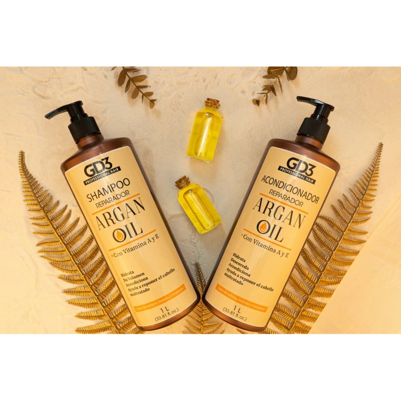 Kit Shampoo Acondicionador Para Cabello Aceite Argan Gd3 1lt