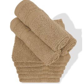 CASABELLA Premium Quality 12 Truffle Face Towels (30x30CM) Highly Absorbent Wash Cloth set, 100% Combed Cotton 650 GSM Fingertip Towels soft Flannel Face Cloths 12 Truffle Face Towel