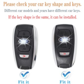Kirsnda for Subaru key fob cover case with keychain,Texture Soft TPU key case/skin,4-Buttons fit BRZ Legacy Outback Ascent Crosstrek Forester WRX Remote Key Vehicle Accessories(Silver)