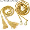 Aswewamt 2Pcs Thin Braided Belt for Women Girls, Tassel Braided