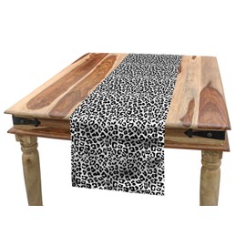 Ambesonne - Camino de mesa con estampado de leopardo, estilo gráfico monocromático de animales de la selva salvaje, manchas abstractas en la piel, comedor cocina, camino rectangular, 16 x 90 pulgadas, negro y gris