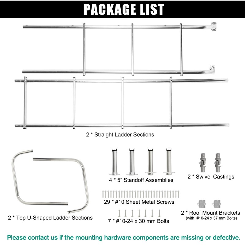 OUTPRIZE Universal Exterior RV Ladder, 7.6FT-8.4FT Aluminum Travel Trailer Ladder,