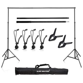 SLOW DOLPHIN Photo Video Studio 10x7ft(WxH) Adjustable Backdrop Support System Kit Background Stand with Carry Bag