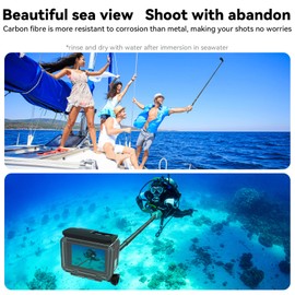 AuyKoo Carbon Fiber Selfie Stick Monopod Pole Extendable Invisible 120cm/47.2 inch for GoPro Insta360,Waterproof Monopod for GoPro Max Mini Hero 12 11 10 9 8, Insta360, One R X2 X3 Go 2, DJI Action