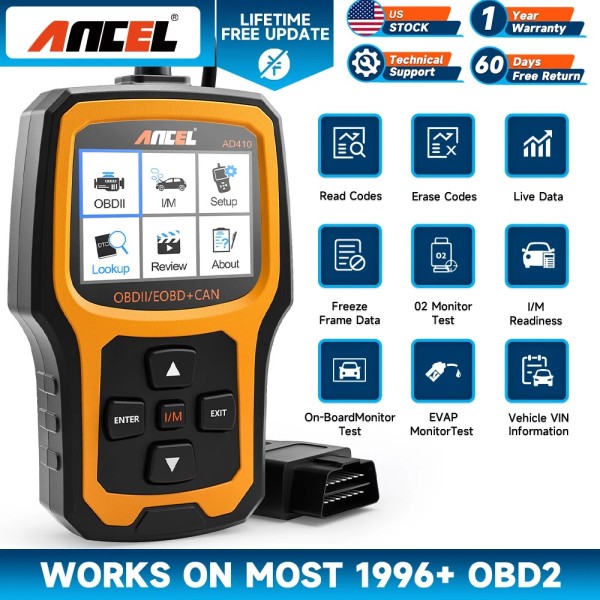ANCEL AD410 OBD2 Scanner Car Code Reader Check Engine Fault