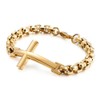 MOOSKI Mens Cross Bracelet,316L Stainless Steel Gold Chain Link Bracelet