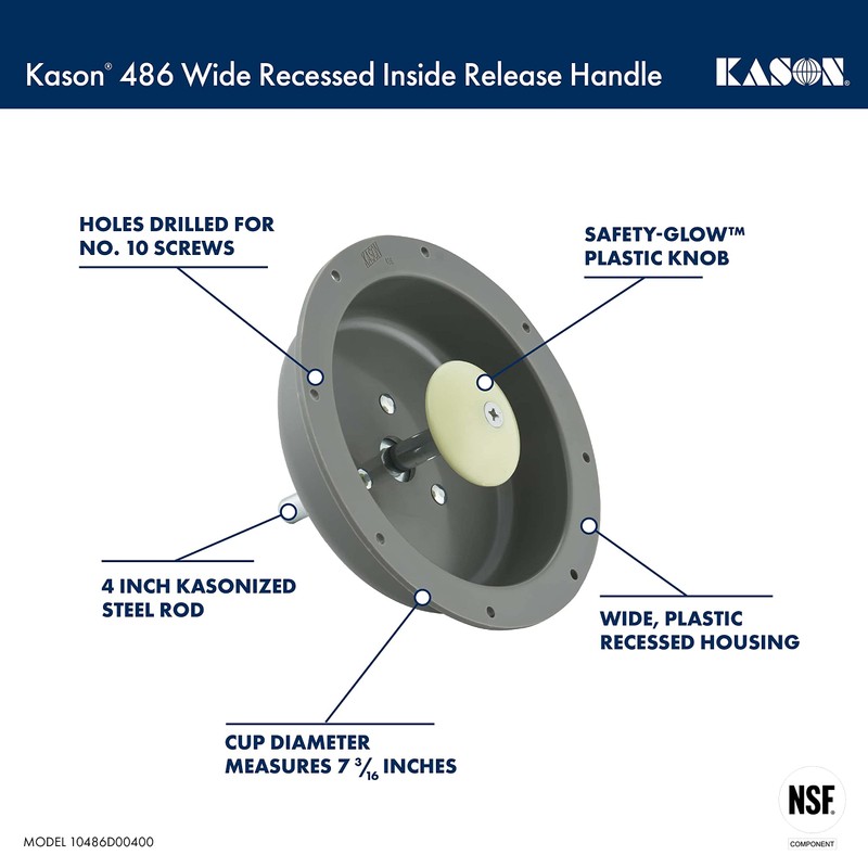 Kason 486 Wide Recessed Inside Release Handle (10486D00400)