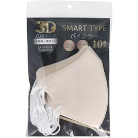 [iiもの本舗] 3D立体マスク スマートタイプ バイカラー ミルキーホワイト ふつうサイズ 10枚入