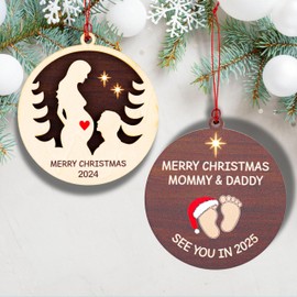 Expecting Baby Ornament 2025, Pregnancy Ornaments for Expecting 2025 - Baby First Christmas Ornament 2024, Pregnancy Announcement for Husband, Baby Announcement Grandparents (ONM-097)