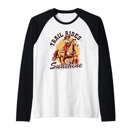 Country Trail Rides and Sunshine, Horse Riding Cowgirl Raglan Baseball Tee