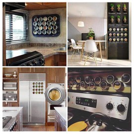 Sinzau Stainless Steel Spice Jars, Magnetic Spice Jars, Magnetic Spice Jars on Fridge (6 Pieces, 120 Labels)