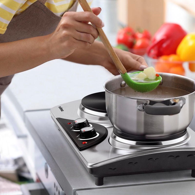 CUSIMAX Double Burners, 1800W Electric Hot Plate for Cooking Double