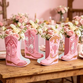 12 Set Western Cowgirl Boots Flower Boxes Centerpiece Boot Shape Gift Boxes