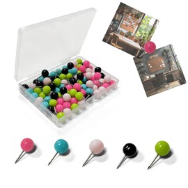QQdou Push Pins, New Large Size World Travel Map Pin, Marking Pushpins for Cork Board, Round Head Drawing-Pins, for Notice Board Picture Photo DIY Craft(Blue, Pink, Rose Red, Green, Black-Big)