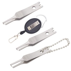 BANYUP Stainless Steel Fishing Line Tweezers Cutter Lures Rings Opener Quick Split Rings Opener Mini Size Fishing Pliers Lures Rings Opener Fishing Line Accessories, Silver