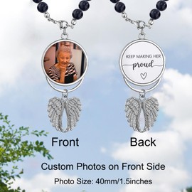 Memorial Car Charm Sympathy Gifts for Loss of Loved one, Keep Making Her Proud Ornament Hanging Rear View Mirror Accessories Grief Bereavement Sympathy Gift (Keep Making Her Proud-Silver)