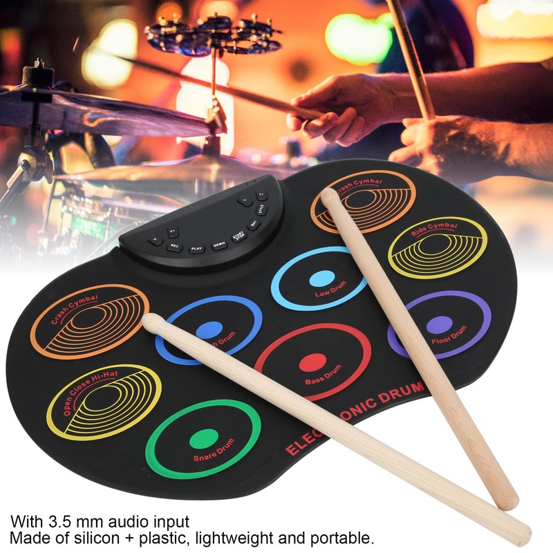 Electronic Drum Pad Portable Colored Hand Rolled Adult Beginner Percussion