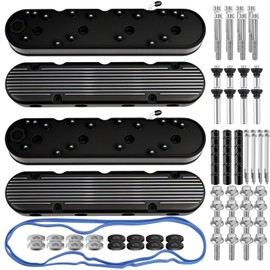 Donbalauto For LS Cast Aluminum Tall Valve Covers & OverCover for LS1 LS2 LS3 LS6 LS7-1Pair Black