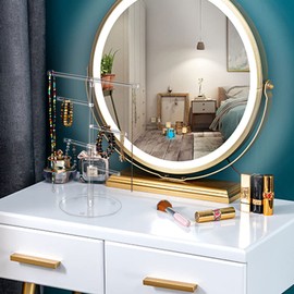 HMIEPRS Acrylic Jewelry Tree Stand Organizer T-Bar Necklace Display Earrings Holder at Home Hanging Pendant Rack with 4Little Brackets for Necklace Bracelets Rings