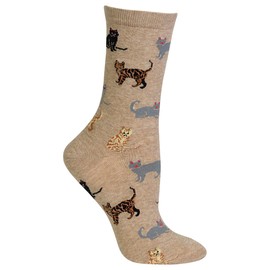 Hot Sox womens Cat Lovers Novelty Fashion Casual Crew Socks Hosiery, Cats (Hemp), 4 10 US