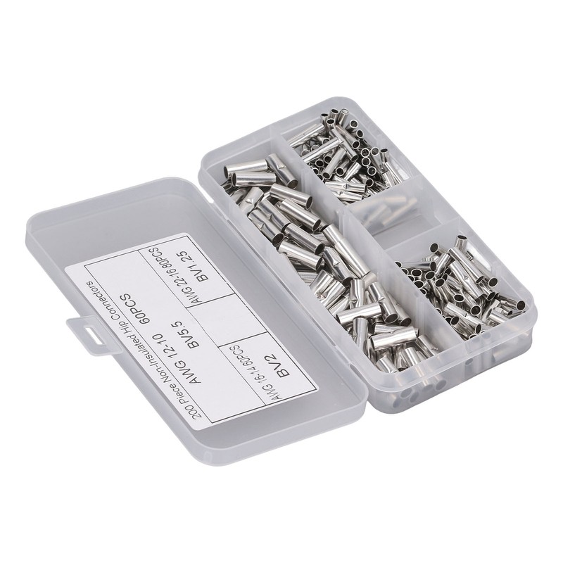 200Pcs Wire Ferrule Copper Male Female Crimp Terminal Connector for