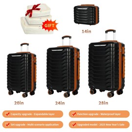UUH Expandable Luggage Sets 9pcs/8pcs/7pcs/4pcs/3pcs Suitcase Sets  With Water-Proof and Expandable Layer Makeup Bag Side Hooks And TSA Lock:_8pcs-Sky Blue