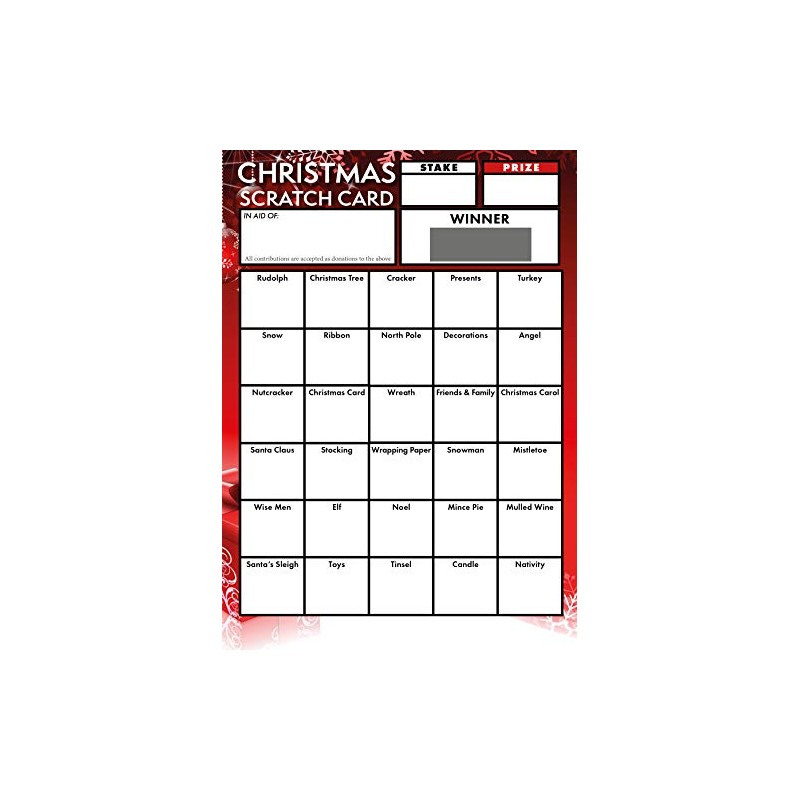 Totally Bonkers - Christmas Theme Fundraising Scratch Cards - 30
