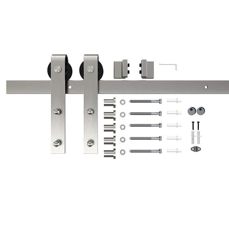 JUBEST 6 FT Brushed Nickel Sliding Barn Door Hardware Kit