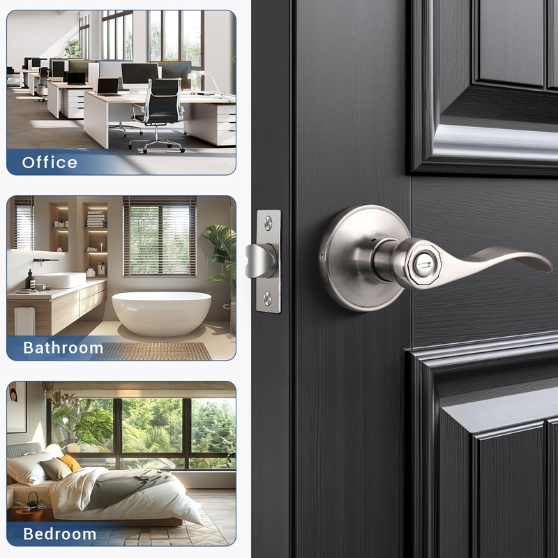 Knobonly 6 Pack Brushed Satin Nickel Door Lever Privacy Door