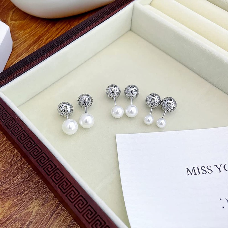 Hollow Ball Front Back Helix Stud Earrings for Women Teen