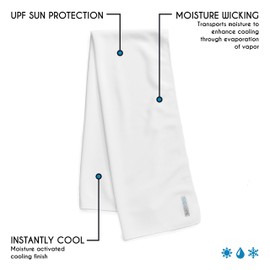 BUILTCOOL Adult Cooling Towel - Men & Women Chilly, Lightweight, Soft, Neck and Face Cooling Towel for Sport, Camping, Hunting, One Size, White, 3 Pack