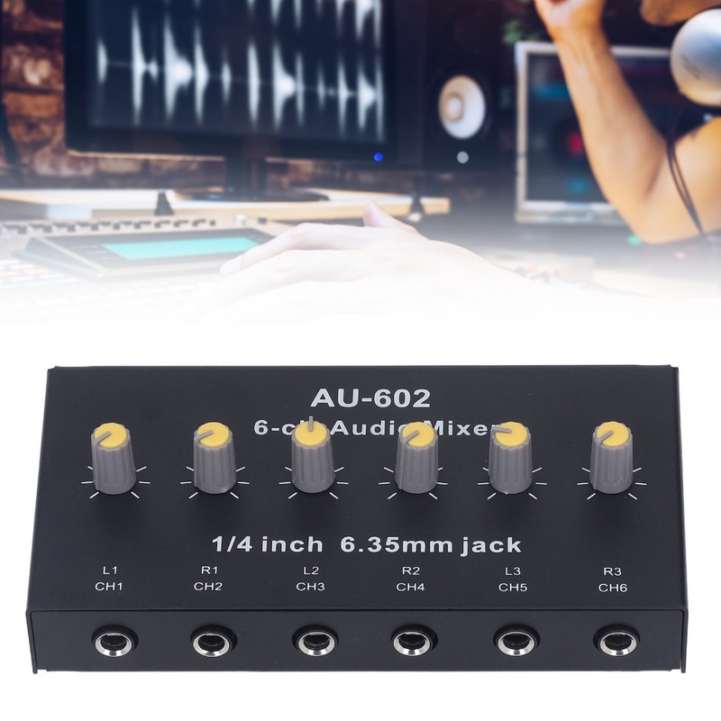 6 Channel Compact Audio Mixer Mono Stereo Switching 6 in