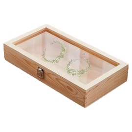 Wooden Jewelry Box - Jewelry Display Case | Jewelry Storage Box | Wood Specimen Display Case | Earrings Rings Necklaces Organizer Holder Display Case Specimen Showcase with Lid for Bracelet