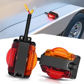 GOOACC LED Fender Pedestal Light 2PCS 14 Diodes Red Amber Pre Wired Trailer Truck Front Rear Clearance Marker Light for Heavy Duty Truck Towing Trailer Mack Kenworth Freightliner, 2 Years Warranty