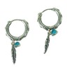 Creole Earrings 925 Silver with Feather and Heart Pendant Indian