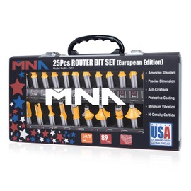 MNA Router Bit Set 25 Pieces 1/2 Inch, European Edition Router Bits Kit, Traditional Woodworking Tools, Aluminium Case