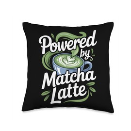 Powered by Matcha Latte Throw Pillow