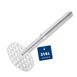 Aihomo 316L Stainless Steel Potato Masher Heavy Duty, Durable One-Piece Design Masher Kitchen Tool, Rustproof Potato Smasher for Mashing Potatoes, Beans, Avocados, Fruits & Vegetables, Dishwasher Safe