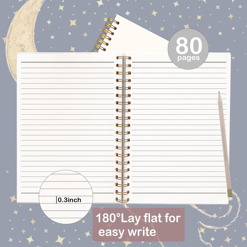 FOPENEM Cat and Moon Notebook 8.3x5.5 Inches – Starry Night