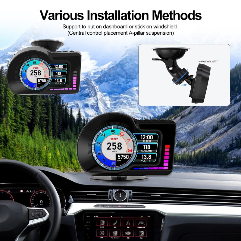 Head Up Display HUD F16 with OBD2 + GPS Dual