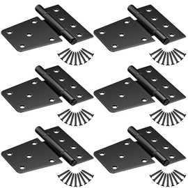 YONSIN 3.5inch Heavy Duty Strap Gate Hinges, Black Shed Door Hinges, Fence Gate Hinges Hardware Kit for Wooden Gates, Vinyl Fence, Barn Door, 6 Pcs