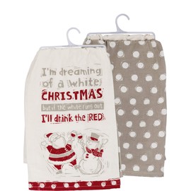 Primitives By Kathy Kitchen Dish Towel Set, Set of 2, White Christmas